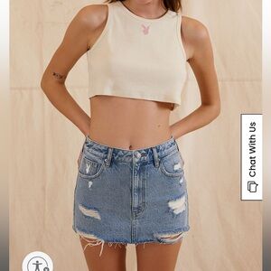 Playboy By PacSun Bunny Denim Mini Skirt Size 26